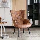 TIMPFEE Fauteuil Moderne et Confortable en Tissu, Pieds en Hêtre Pour Chambre à Coucher, Salon, Bureau, Salon, Brun