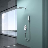 Colonne de douche encastré Sogood système de douche avec mitigeur douchette à mains pomme haute carré 20x20cm