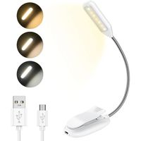 Lampe de Lecture, 7 LEDs Liseuse Lampe Clip USB Rechargeable, 360°Cou Flexible, Veilleuse pour Lire au Lit,Kindle,Voyage,Camping