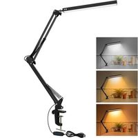 MTEVOTX Lampe de Bureau ,Lampe de Bureau LED , lampe d'architecte 16W,avec bras pivotant,  3 modes d'éclairage - Noir