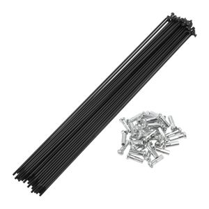 Jeu De Rayons Et Tétons Vélo – 14G, 205mm, Acier Carbone Noir, 36 Pièces