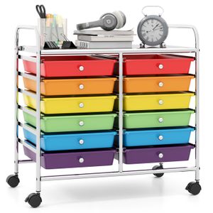 Chariot De Rangement 10 Tiroirs Empilables - Avec Roulettes, 96x39x36 Cm, Idéal Bureau Ou Maison
