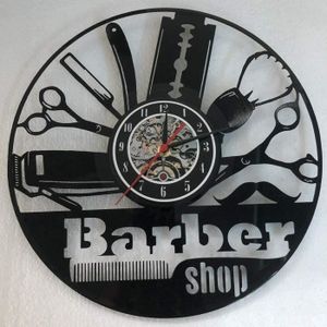 HORLOGE - PENDULE Barber Shop Décoration D'Intérieur Salon De Coiffure De Vinyle Horloge De Coiffeur Art Déco Murale,Black,12Inches[r5159]