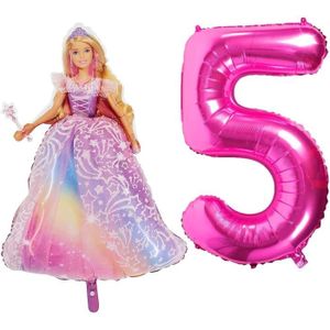 BALLON DÉCORATIF  ® Barbie Lot De Ballons En Aluminium \U2013 1 Ballon En Forme De Personnage De 106,7 Cm Et 1 Ballon Numéroté De 101,6 Cm \U2[n233]