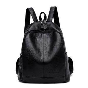 SAC À DOS Sac a dos feminin elegant cuir PU imperméable pour college, randonnée, week-ends, voyage - Noir