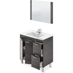 MEUBLE VASQUE - PLAN Meuble salle de bain Sous-Vasque 80 cm + 1 Miroir 