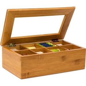 Boîte en bois à thé 3 compartiments - 21.5 x 9 x 7cm - Cdiscount Maison