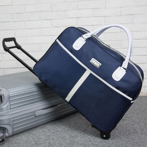 SAC DE VOYAGE Valise souple sac à roulettes sac de voyage grande capacité fourre-tout pliable à roulettes 53*36*23cm Bleu
