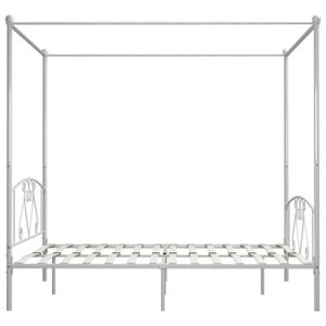 STRUCTURE DE LIT Cadre de lit à baldaquin Blanc Métal 200 x 200 cm - ZERONE - Classique - Intemporel