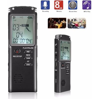 Vrc450 - Dictaphone Numérique, 8 Go, Plug And Play, Lecteur Mp3, Mini