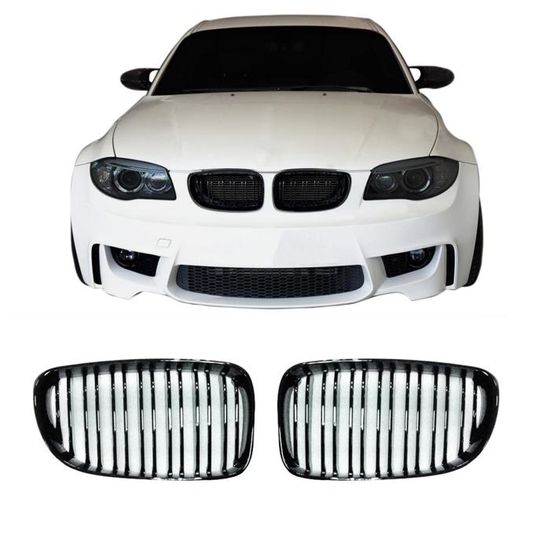Calandre Sport Noir Mat Pour BMW Série 1 E81 E87 - Grille Avant Style Haricot, Remplacement Direct