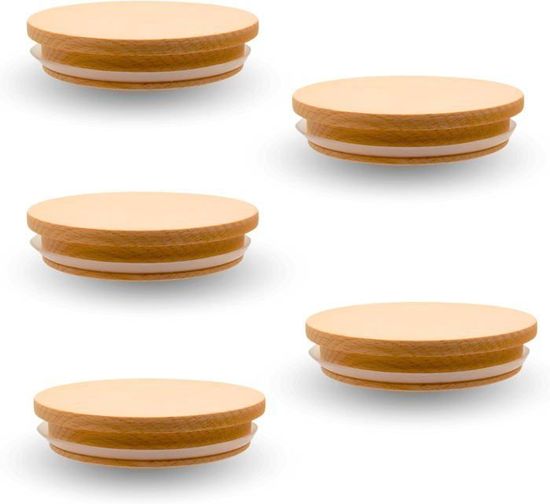 Couvercle En Bois Hêtre Avec Joint Silicone 85/74mm - Couvercle Pot Et Tasse Naturel Écologique