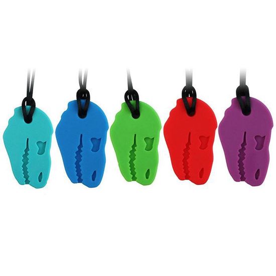 Lot De 2 Colliers Sensoriels à Mâcher En Silicone Souple - Pour Autisme, TDAH - Blanc - Bois De Hêtre Et Silicone Sans Danger