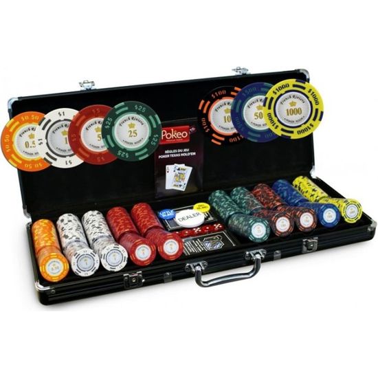 Mallette Poker French Riviera - 500 Jetons Gold - 2 Jeux Cartes + Bouton Dealer