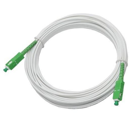 CONBIC® Câble à Fibre Optique LWL - OS2 Blanc LC/APC Vers SC/UPC Mâle Simplex 9/125 Um - Câble Patch Monomode - Fibre Optique LSZH (0,25 M