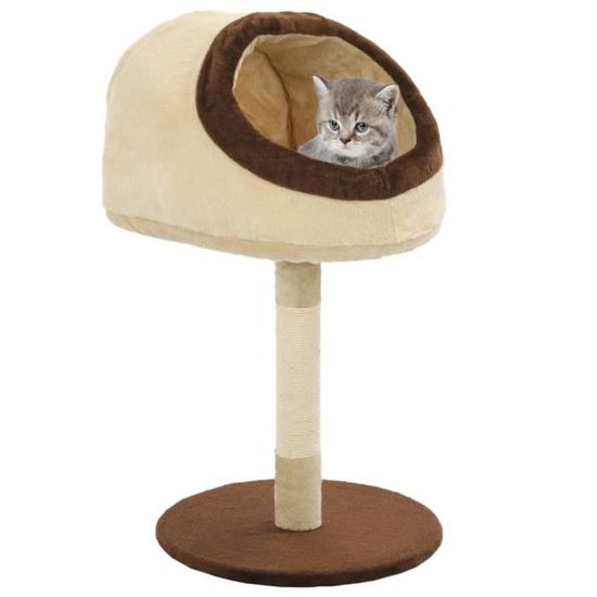 Arbre à chat - Meubles pour chats Grande capacité - Maison pour Chat avec griffoir en sisal 72 cm Beige et marron Moderne De Luxe |