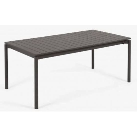 Table de jardin extérieure Zaltana - LF SALON - Aluminium noire - Extensible - 1 rallonge