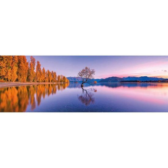 Puzzle 1000 pièces panoramique - CLEMENTONI - Lac Wanaka Tree - Adulte - Blanc
