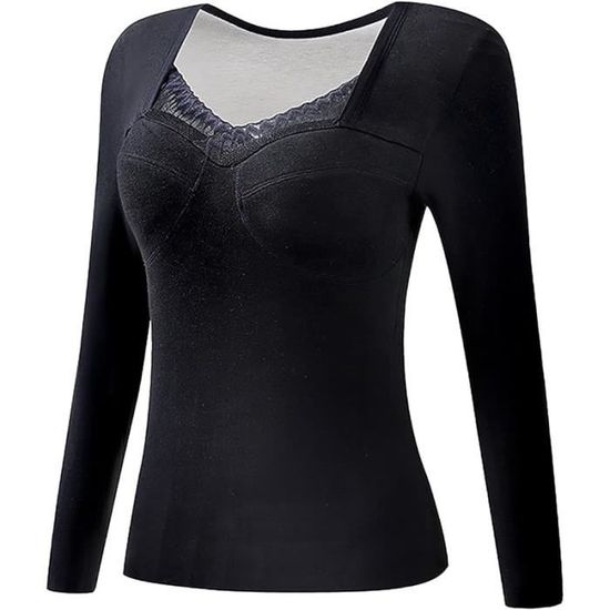 T-Shirt Thermique Femme Playtex Col V 100% Coton Manches Longues – Chaleur Naturelle Et Confort