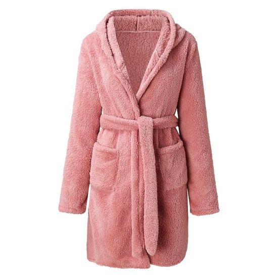 LZPCarra Peignoir Pour Femme Moelleux Avec Oreilles 3D - Combinaison Pour Femme - Ours Douillet - Pyjama En Peluche Avec Capuche - Pour L'hiver - Chaud - Poche - Chemise De Nuit