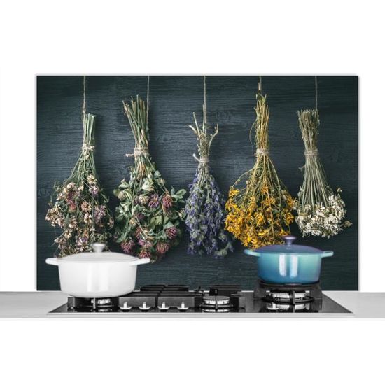 Crédence Cuisine Aluminium 120x80 Cm - Motif Fleurs Coquelicot, Résistante à La Chaleur, Facile à Nettoyer