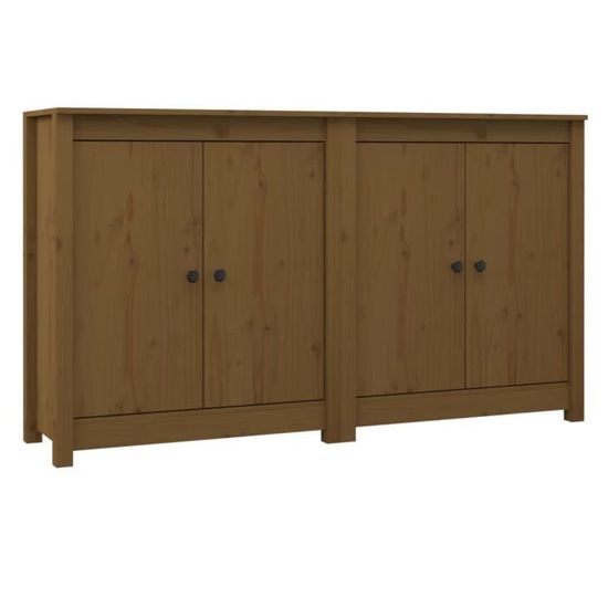 Buffet Haut En Pin Massif - Marron Miel - 80x35x154 Cm - NEUF