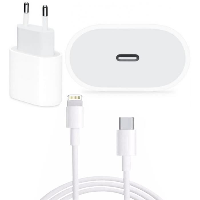 Chargeur USB-C 18W + Cable de charge Type C vers Lightning 1 Mètre  compatible pour iPhone 6S Couleur Blanc - Yuan Yuan - Cdiscount Téléphonie