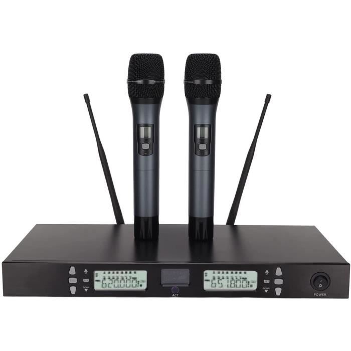 Système Micro Sans Fil UHF 4 Micros + 1 Récepteur - Portée 90 M, Professionnel, Pour Karaoké, événements, Maison, Fêtes