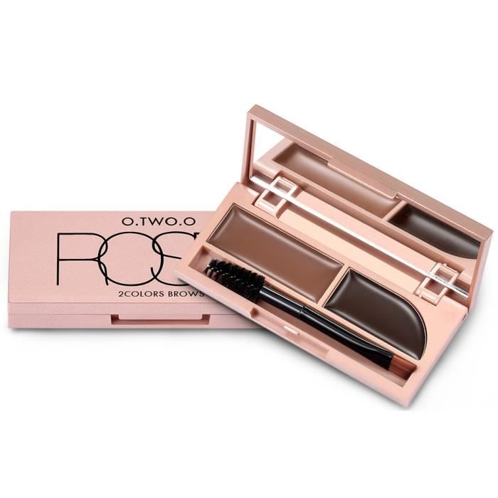 2 en 1 Brun Noir Oeil Brow Poudre Imperméable À L'eau Maquillage Eye Liner Gel Durable Sourcils Crème Cosmétique Brosse + Miroir