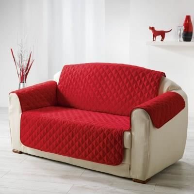 DOUCEUR d'INTERIEUR Protège canapé matelassé Club 279x179 cm rouge
