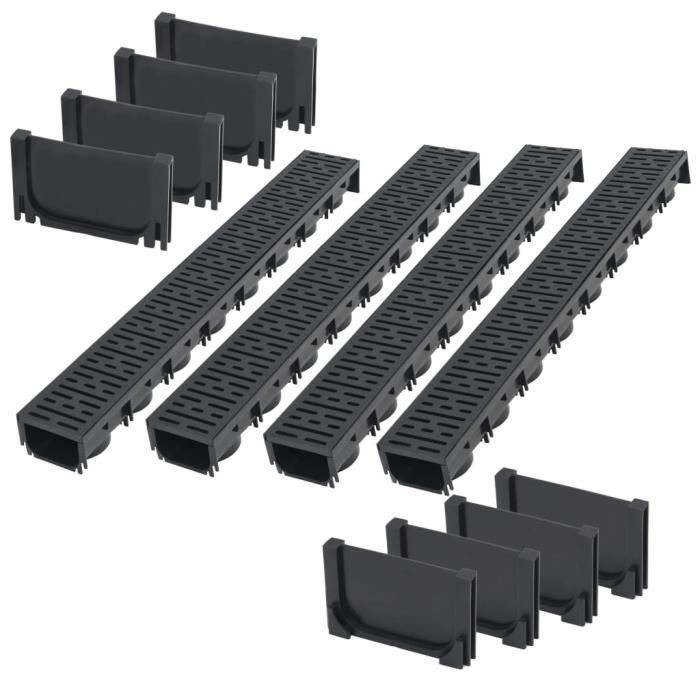 Caniveau de Drainage 4 Pcs Plastique 4 m