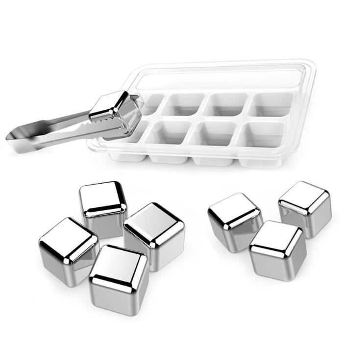 Ice Cubes Acier Inoxydable Réutilisable à Whisky Vodka bière vin blanc