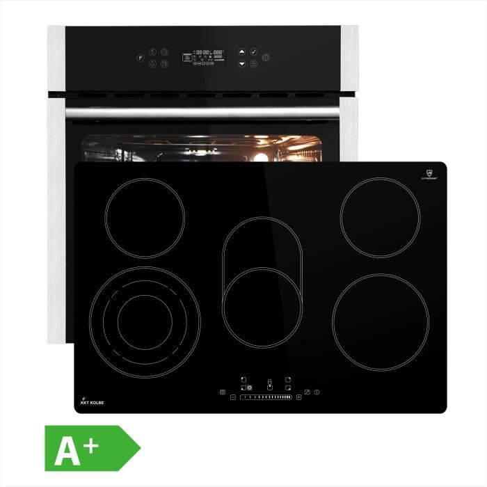 Four électrique encastrable 60cm + plaque vitrocéramique 77cm 5 zones de cuisson
