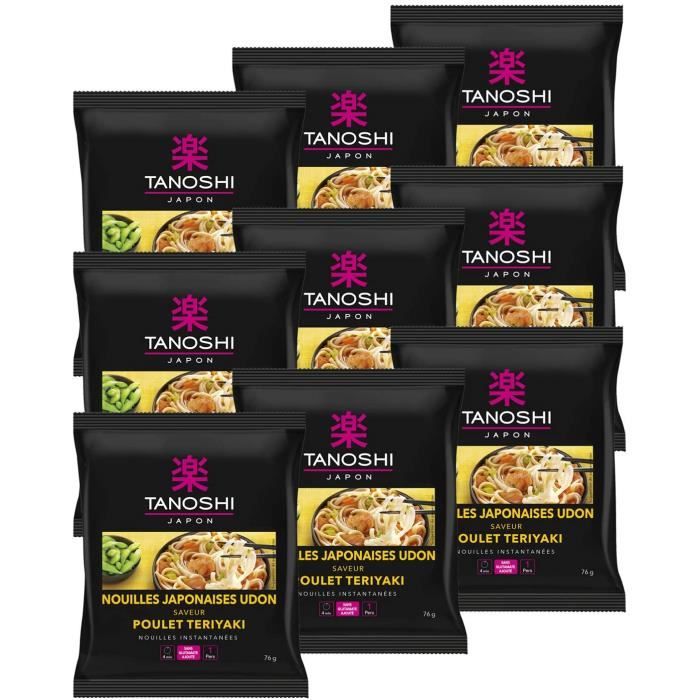 Tanoshi Nouilles Udon instantanées Saveur Poulet Teriyaki 9pcs x 76 g