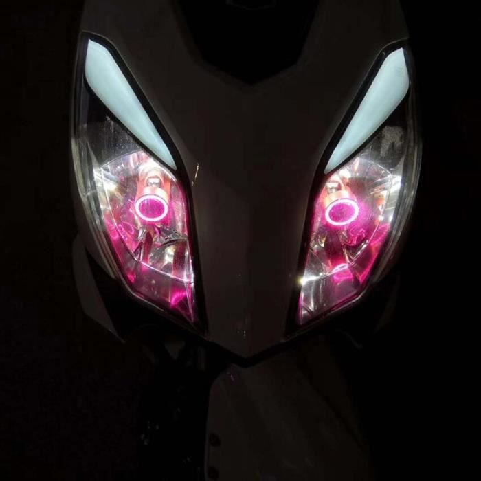 1PC H4 Led Ampoules de Phares de Moto H6 ba20d HS1 LED Moto Lampe Frontale Scooter Accessoires Antib BA20D-Angel eye Red -WM2363