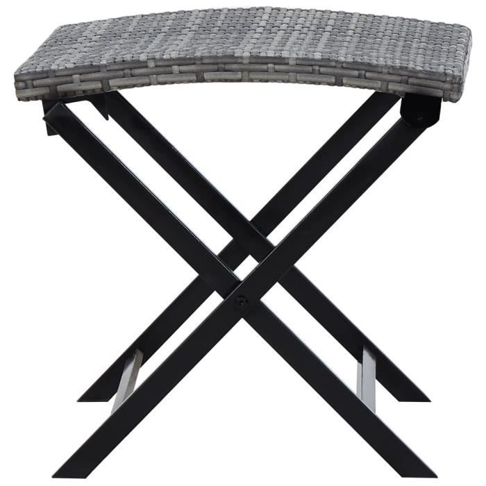 Top Tabouret - Tabouret de bar pliable Résine tressée Gris #120322