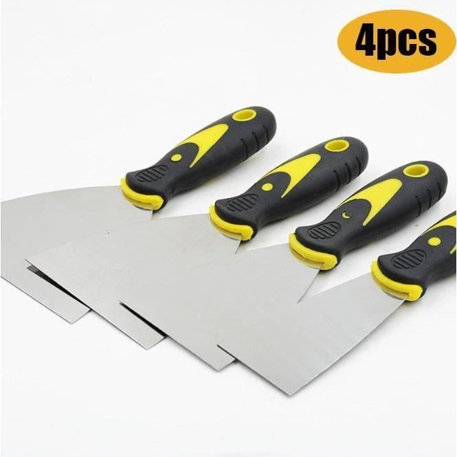 DEMEMUBLE couteau à enduire,spatule bricolage,Jeu de Spatules en Acier Inoxydable Couteau à Enduire 50, 75, 100, 125mm 4 Pièces