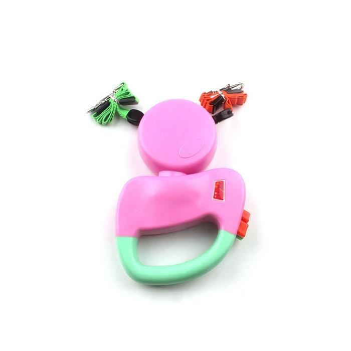Laisses Colliers,Roulette pour chiens Pitbull 2 en 1 Double, rétractable, Flexible, berger - Type pink3m-3 M(Less than 22 Kg)