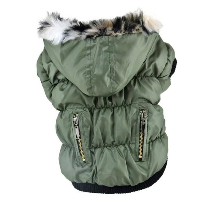 Manteau Blouson,Fermeture éclair pli conception chiot chien veste hiver coton manteau classique 5 couleur automne - Type green-M