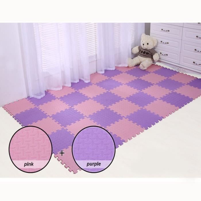 Tapis d'éveil,30*30cm sol doux développement rampant enfants tapis bébé tapis de jeu Puzzle tapis Eva - Type mixed purple-9 pieces