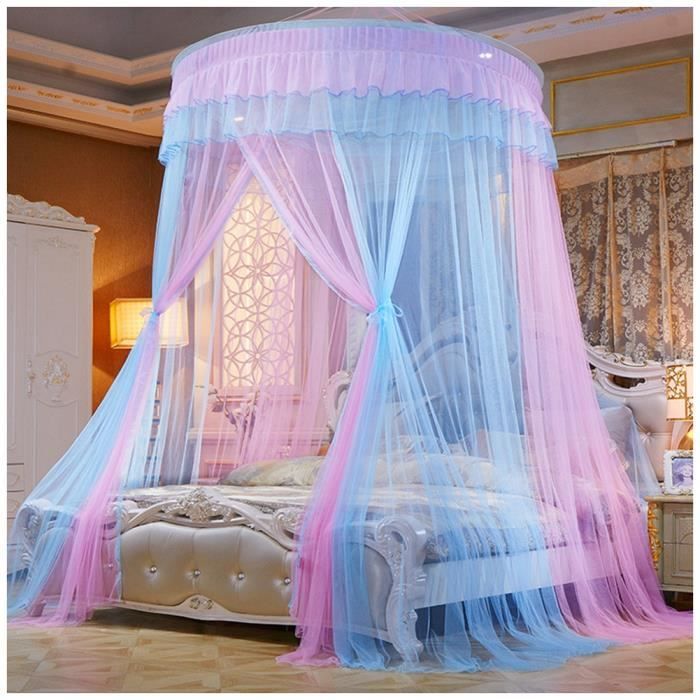 Princesse Élégant Ciel de Lit Bleu Rose 4(Hauteur:2.7M)