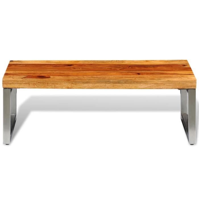 Le meilleur* -506878- Table Café - Table basse avec pieds en acier Bois Table à thé Table de salon