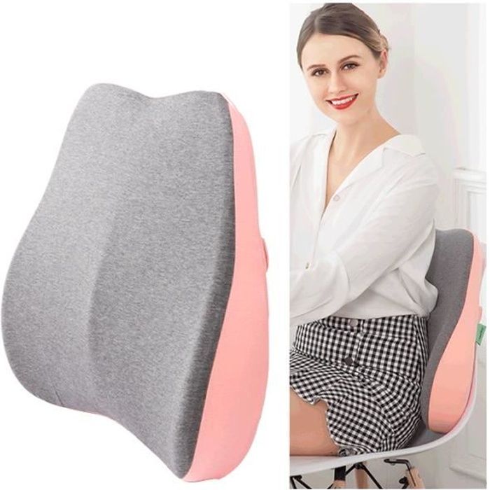 Coussin Lombaire Ergonomique Pour Chaise Bureau Voiture Soutien Mousse à Mémoires-rose