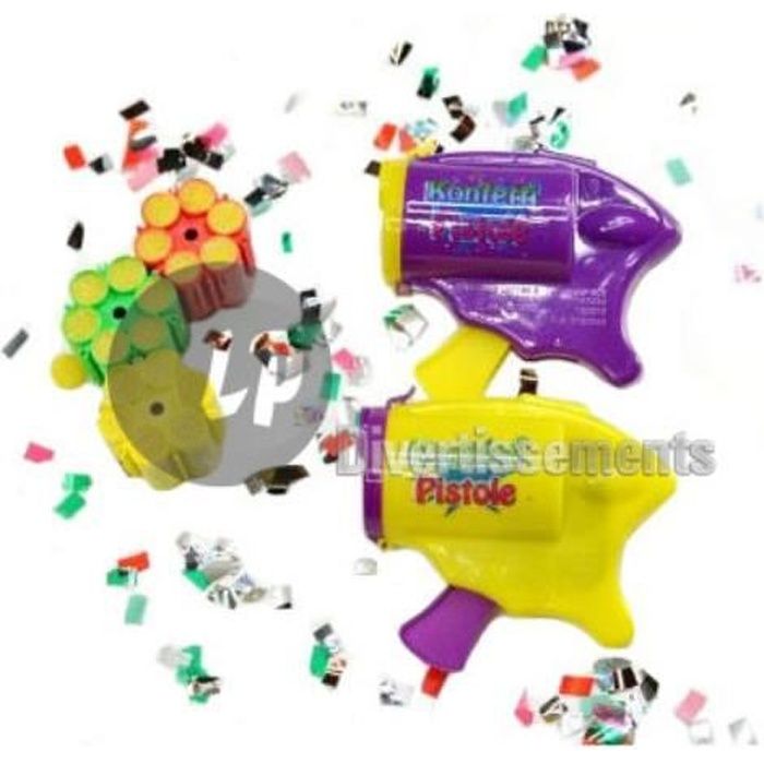 pistolet à confettis 10cm & 3 cartouches 6 coups