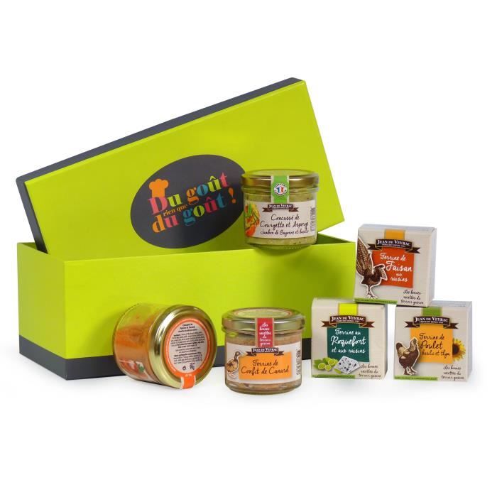 Coffret -Du goût… rien que du goût- contient 4 terrines et 2 concassés de légumes