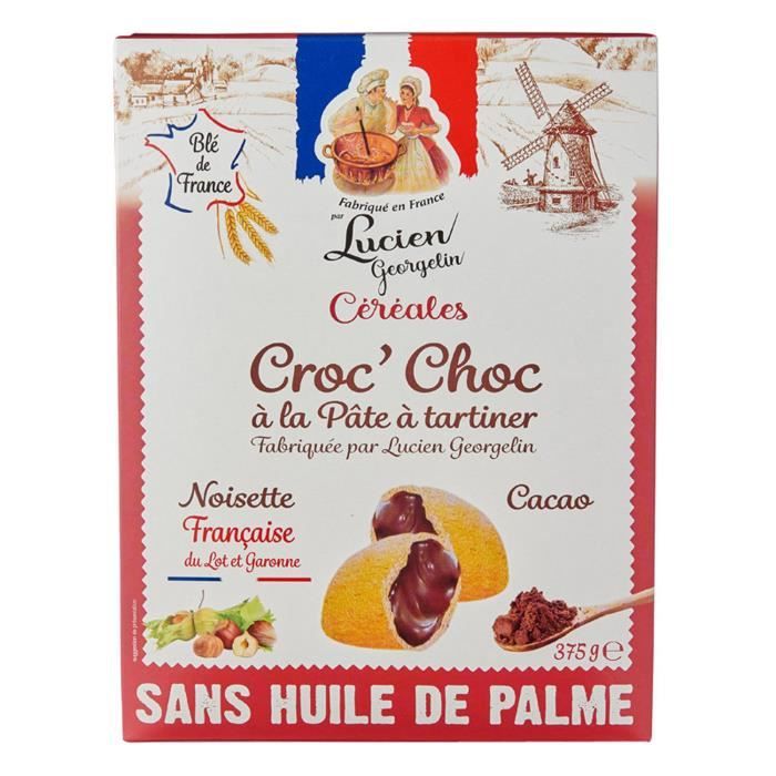 LUCIEN GEORGELIN Céréales Croc' Choc à la Pâte à Tartiner - Noisettes du Lot-et-Garonne - 375 g