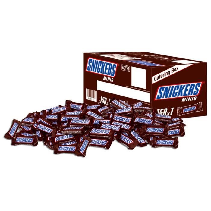Carton de 150 barres de chocolat Snickers MINIS