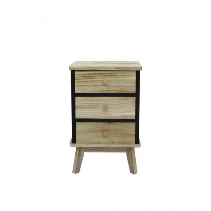 Rebecca Mobili Commode Armoire 3 Tiroirs Bois Noir Industriel Chambre