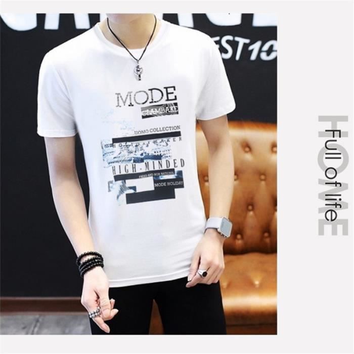 Tee Shirt hommes casual personnalité été T-shirt col rond Respirant Slim tendance imprimée fashion