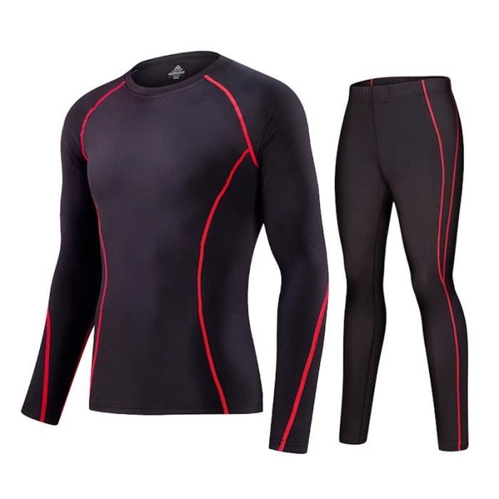 Ensemble Vêtements de Compression Maillot et Pantalon Fitness Respirant Séchage Rapide Tenus de Sport